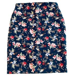 Philosophy women's floral pencil skirt 12 summer lightweight stretch Navy boho
